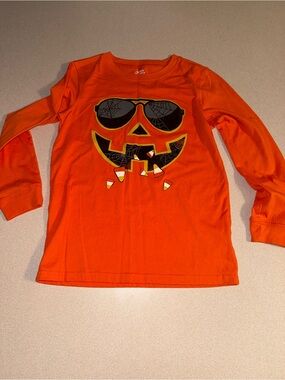 Carter’s boys size 10 Halloween shirt orange long sleeve Jack-o-lantern candy